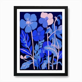 Blue Flower Illustration Wild Pansy 3 Art Print