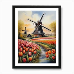 Netherlands Iconic Tulips National Flower Landscape Art Print