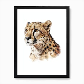 Cheetah Majestic Watercolor Painting Portrait Art Print