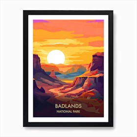 Badlands National Park Travel Poster Illustration Style 3 Art Print