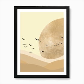 Boho Sun,Flying Birds Art Print