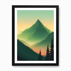 Misty Mountains Vertical Composition In Green Tone 99 Art Print