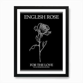 English Rose Black And White Line Drawing 28 Poster Inverted Art Print
