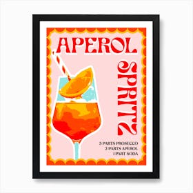Aperol Spritz Kitchen Bar Pink Print Art Print