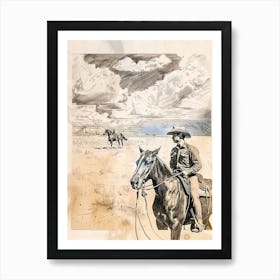 Big Sky Country Cowboy Collage 1 Art Print