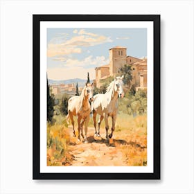 Horses Painting In Siena, Italy 3 Art Print