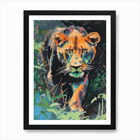 Black Lioness On The Prowl Fauvist Painting 2 Art Print