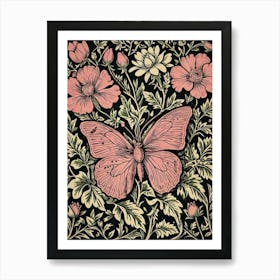 Butterfly On A Black Background Art Print