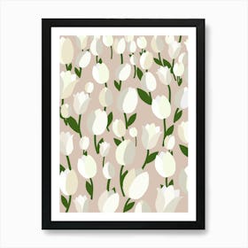 Tulip Field | 02 - Beige And White Poster