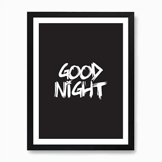 Good Night (Black) Art Print