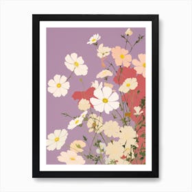 Cosmos Flower Big Bold Illustration 2 Art Print