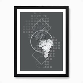 Vintage Fuella Grapes Botanical with Line Motif and Dot Pattern in Ghost Gray n.0216 Art Print