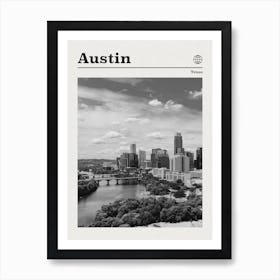 Austin Texas Black And White Art Print
