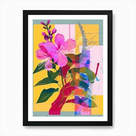 Lilac 4 Neon Flower Collage Art Print