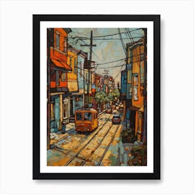 Painting Of San Francisco  In The Style Of Line Art 2 Art Print