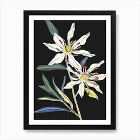 Neon Flowers On Black Edelweiss 4 Art Print