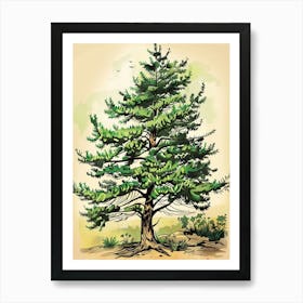 Yew Tree Storybook Illustration 2 Art Print