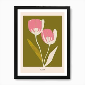 Pink & Green Tulip 2 Flower Poster Art Print