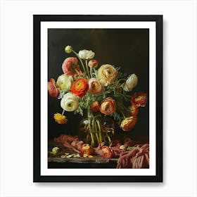 Baroque Floral Still Life Ranunculus 4 Art Print