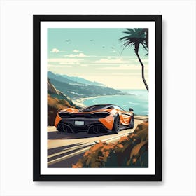 A Mclaren F1 In The Pacific Coast Highway Car Illustration 4 Art Print