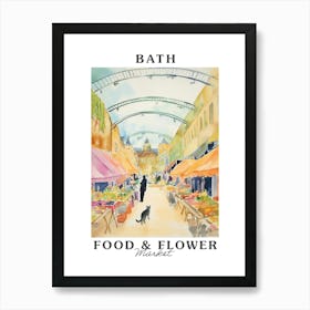 Food Market With Cats In Bath 2 Poster Art Print