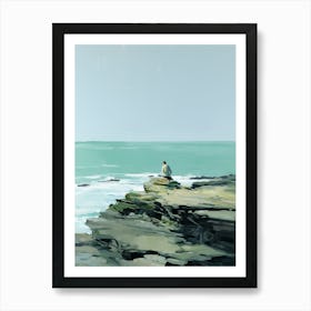 Man Sits On A Cliff Affiche