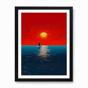 Sailboat At Sunset 9 Art Print