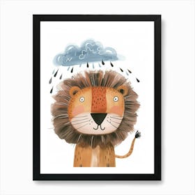 African Lion Facing A Storm Clipart 4 Art Print