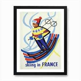 Skiing In France Vintage Poster Art Print