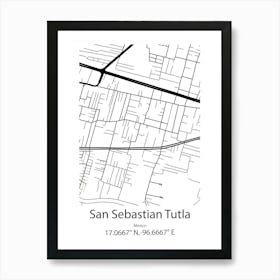 San Sebastian Tutla,Mexico Minimalist Map Poster