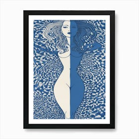 'The Blue Woman' Line art Art Print