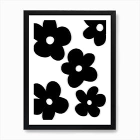 Funky Large Black And White Flowers Art Print