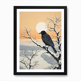 Winter Bird Painting Crow 4 Art Print