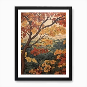 Black Cherry 2 Vintage Autumn Tree Print  Art Print