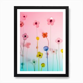 Pastel Flowers On A Wall Art Print