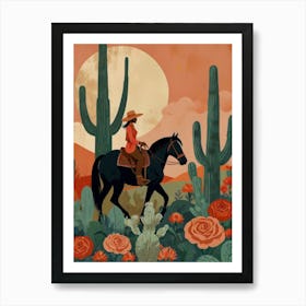 Cowgirl In The Desert 2 Art Print