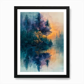 Sunset In The Forest Art Print