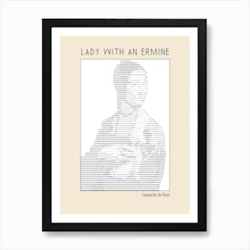 Ascii Art Minimalist – Lady With An Ermine – Leonardo Da Vinci – Classic Painting Poster