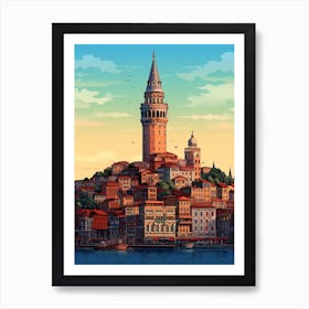 Galata Tower Pixel Art 7 Art Print