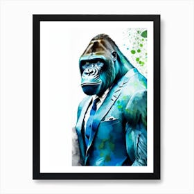 Gorilla In Suit Gorillas Mosaic Watercolour 2 Art Print