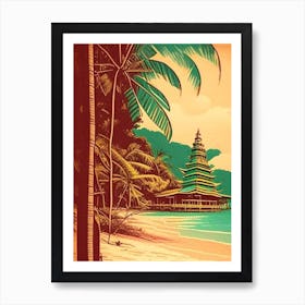 Koh Lanta Thailand Vintage Sketch Tropical Destination Art Print