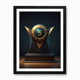 Award Trophy With Number 5 Art Print