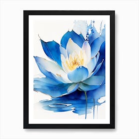 Blue Lotus Watercolour 2 Art Print