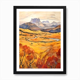 Autumn National Park Painting Torres Del Paine National Park Chile 3 Art Print