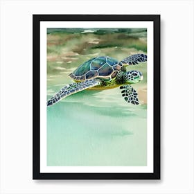 Green Sea Turtle Storybook Watercolour Art Print