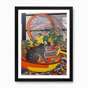 Bouvardia With A Cat 3 Abstract Expressionist Art Print