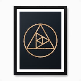 Abstract Geometric Gold Glyph on Dark Teal n.0021 Art Print