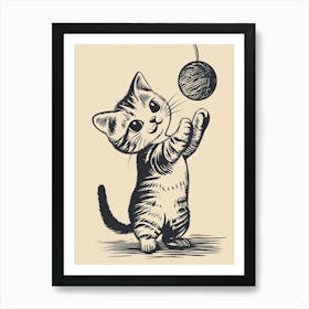 Kitten Playing With A Ball.Generated AI. Wall Art Print Art Print