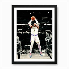 Carmelo Anthony Of The Los Angeles Lakers Shoots The Ball During The Game Against The Denver Nuggets Art Print