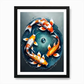Koi Fish Yin Yang Painting (5) Art Print